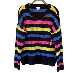 SO Black Multi-Color Stripe Sweater NWT
